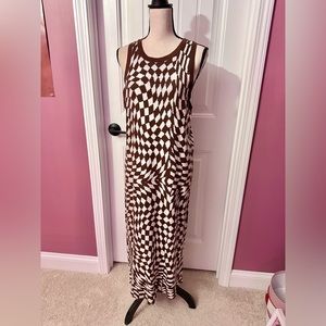 Y2K Wild Fable Checkered Print Knit Sweater Dress Size XL